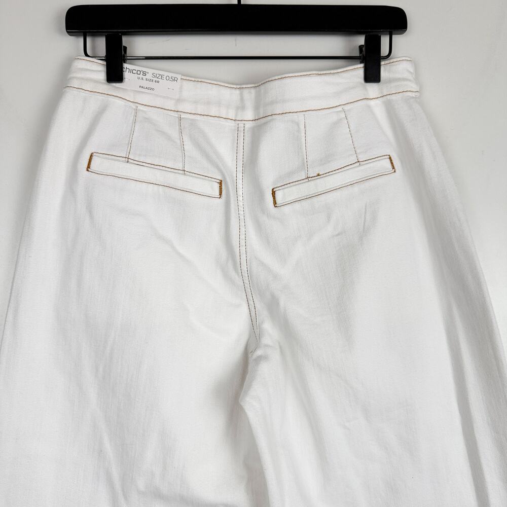 New Chico's Palazzo Wide Leg Jeans White High Rise - 0.5 (US 6) - Picture 4 of 10